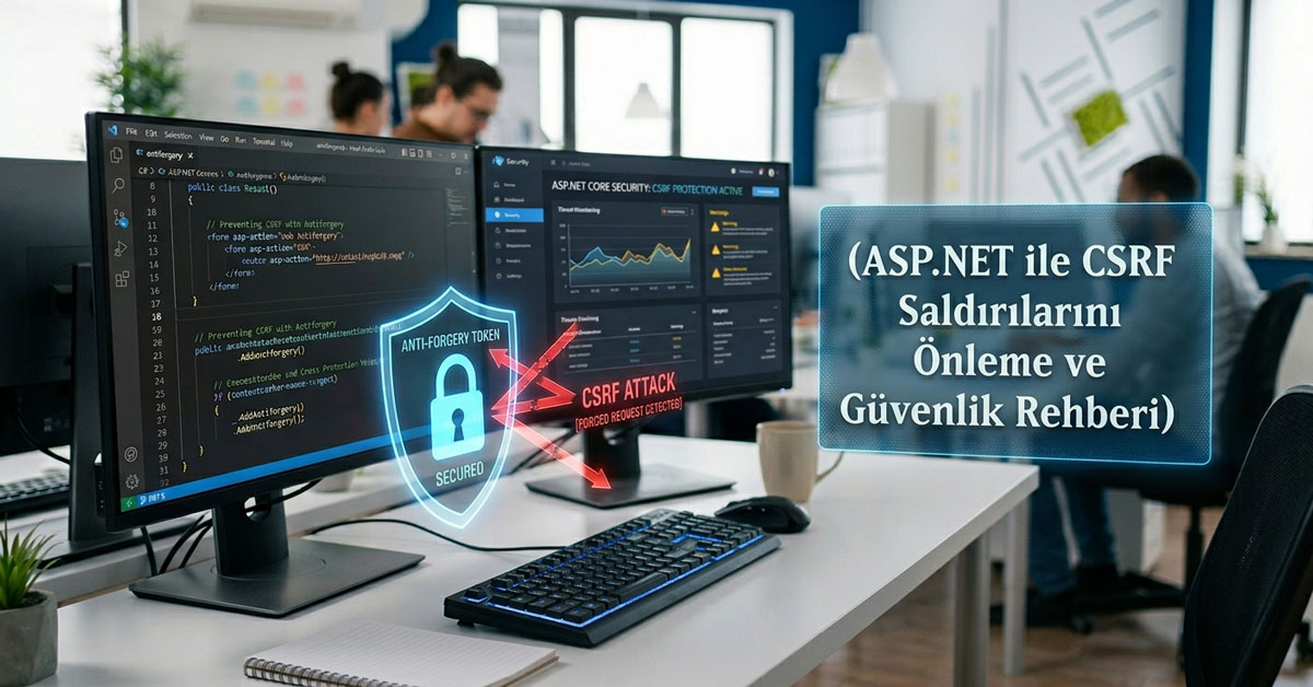ASP.NET Core CSRF saldırısı önleme yöntemleri ve güvenlik şeması.