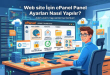 Web site için cPanel üzerinden ayarlamaların nasıl yapıldığını gösteren bir şema.